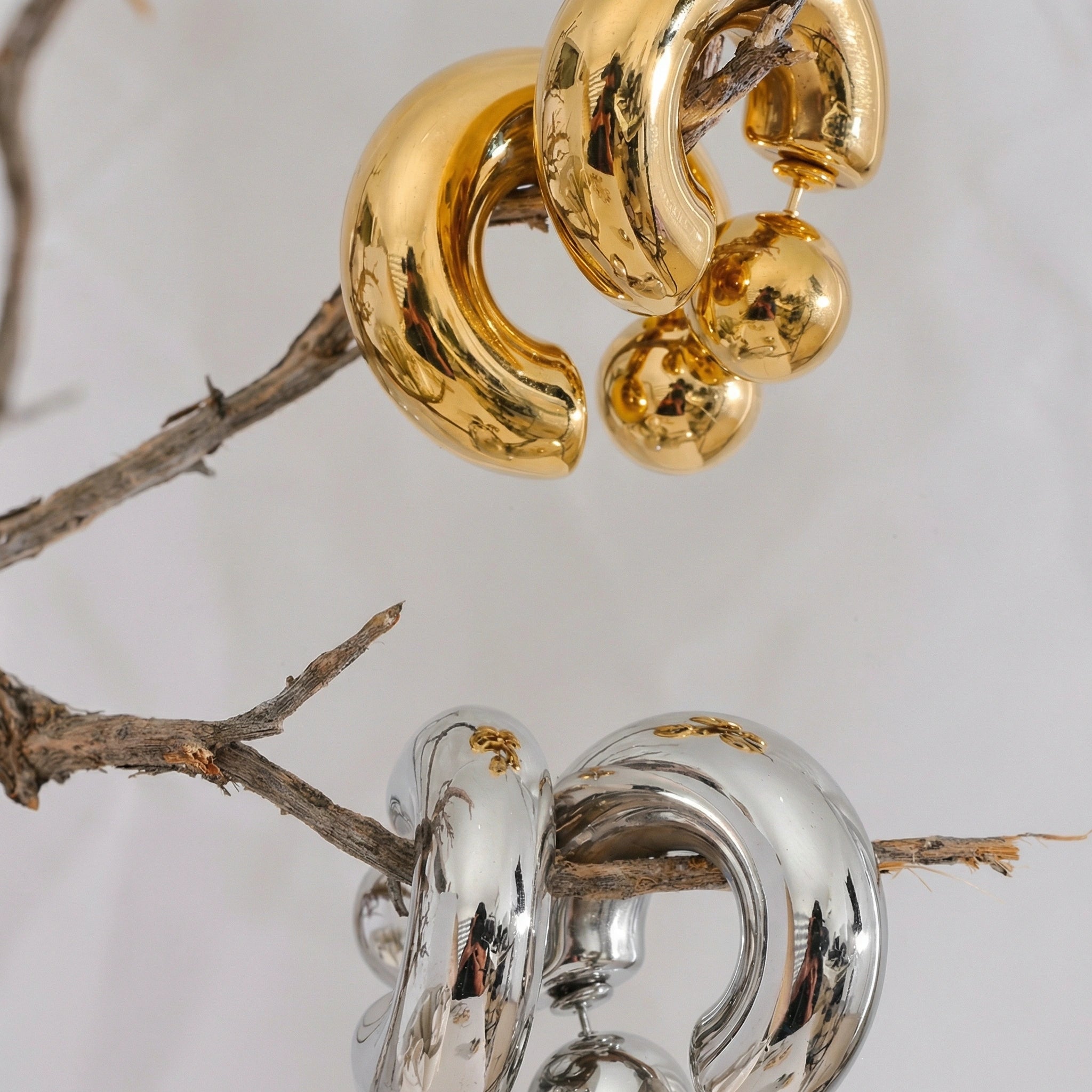 Chunky C Shape Stainless Steel Earrings