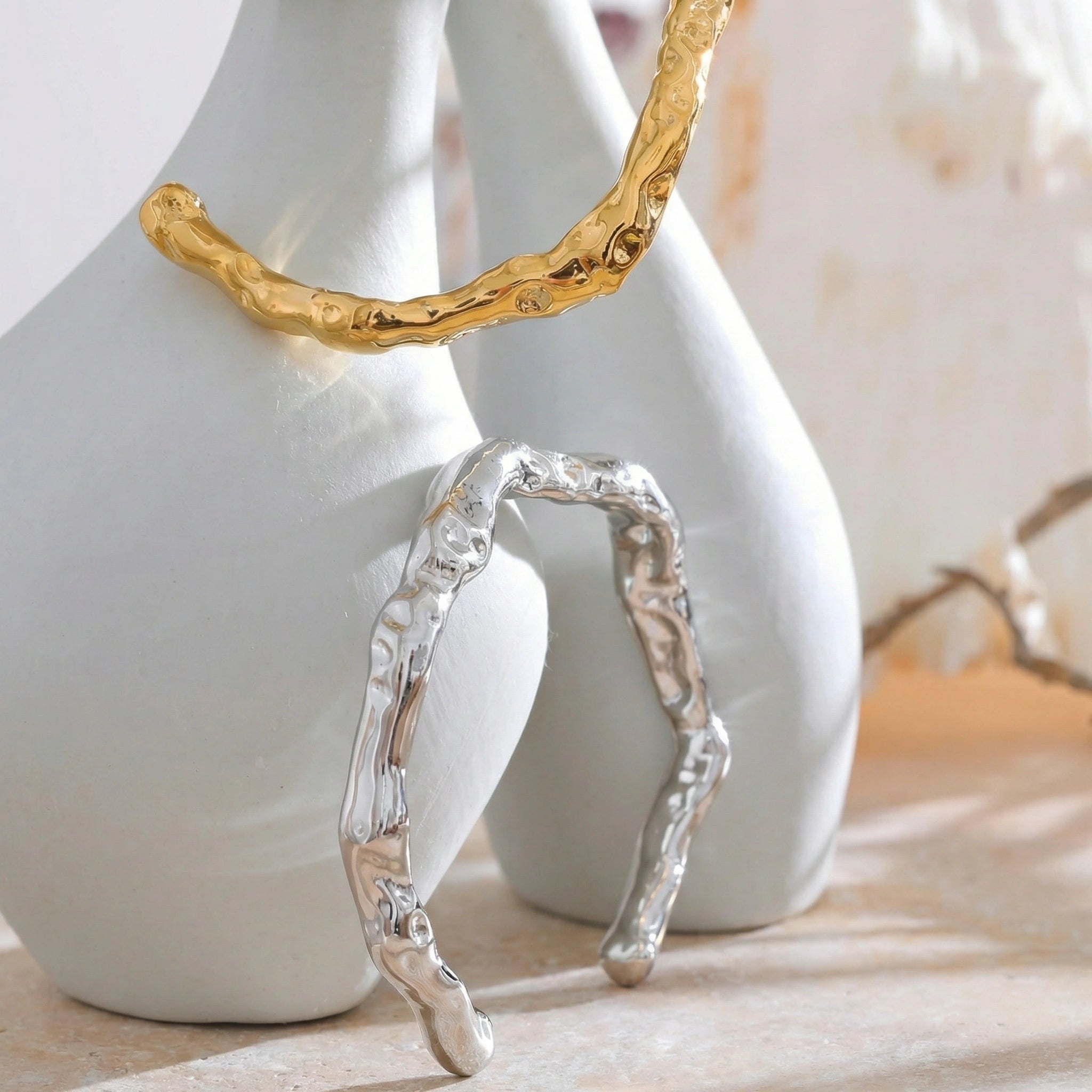 Hammered Sculptural Cuff Bracelet