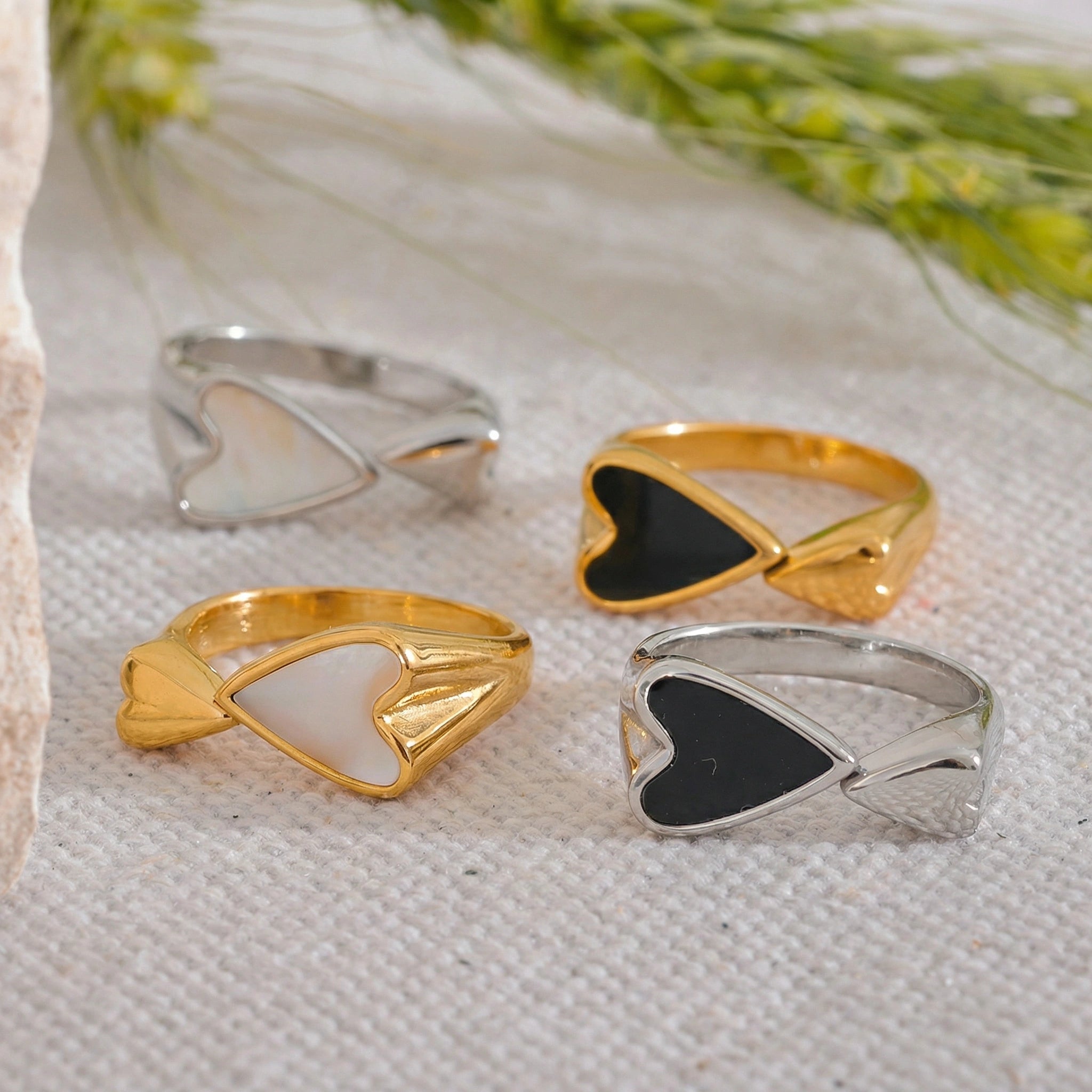 Shell Heart Stainless Steel Ring