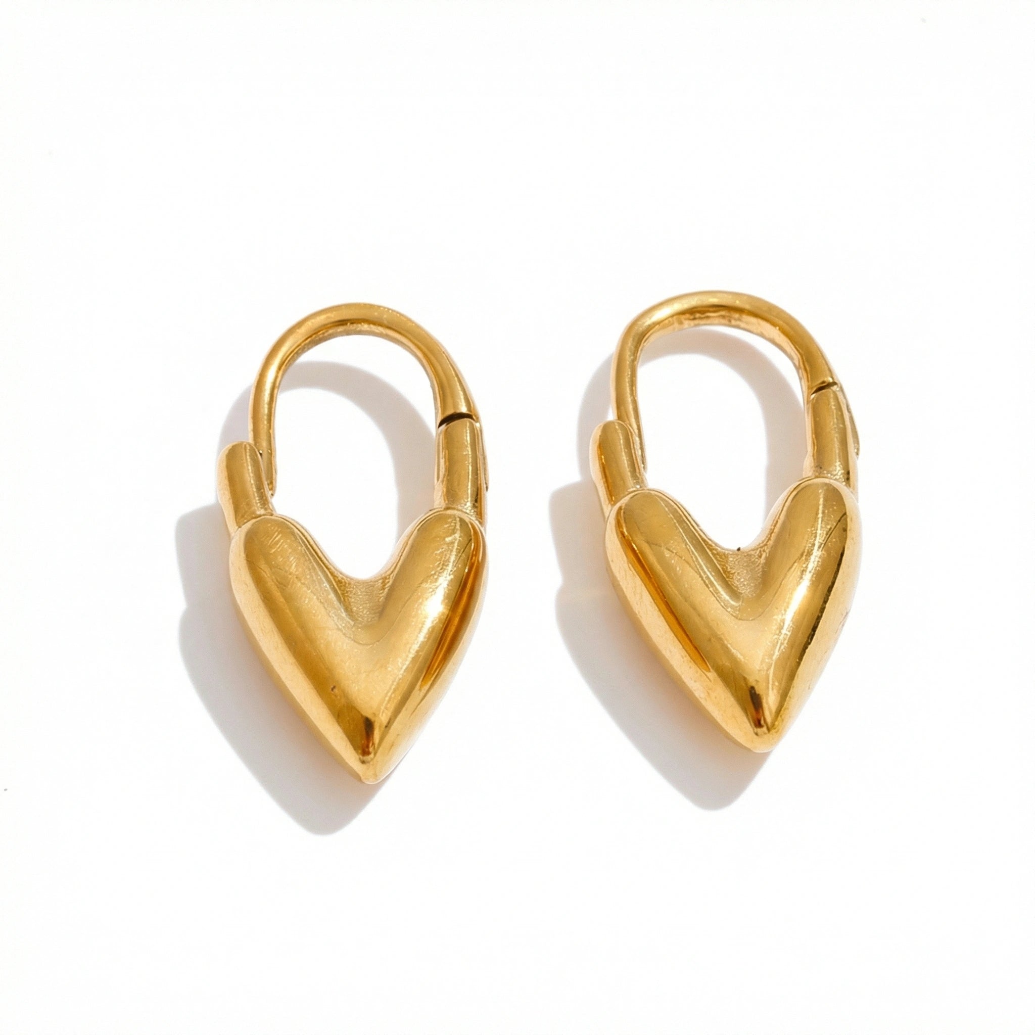 Heart Lock Stainless Steel Hoop Earrings