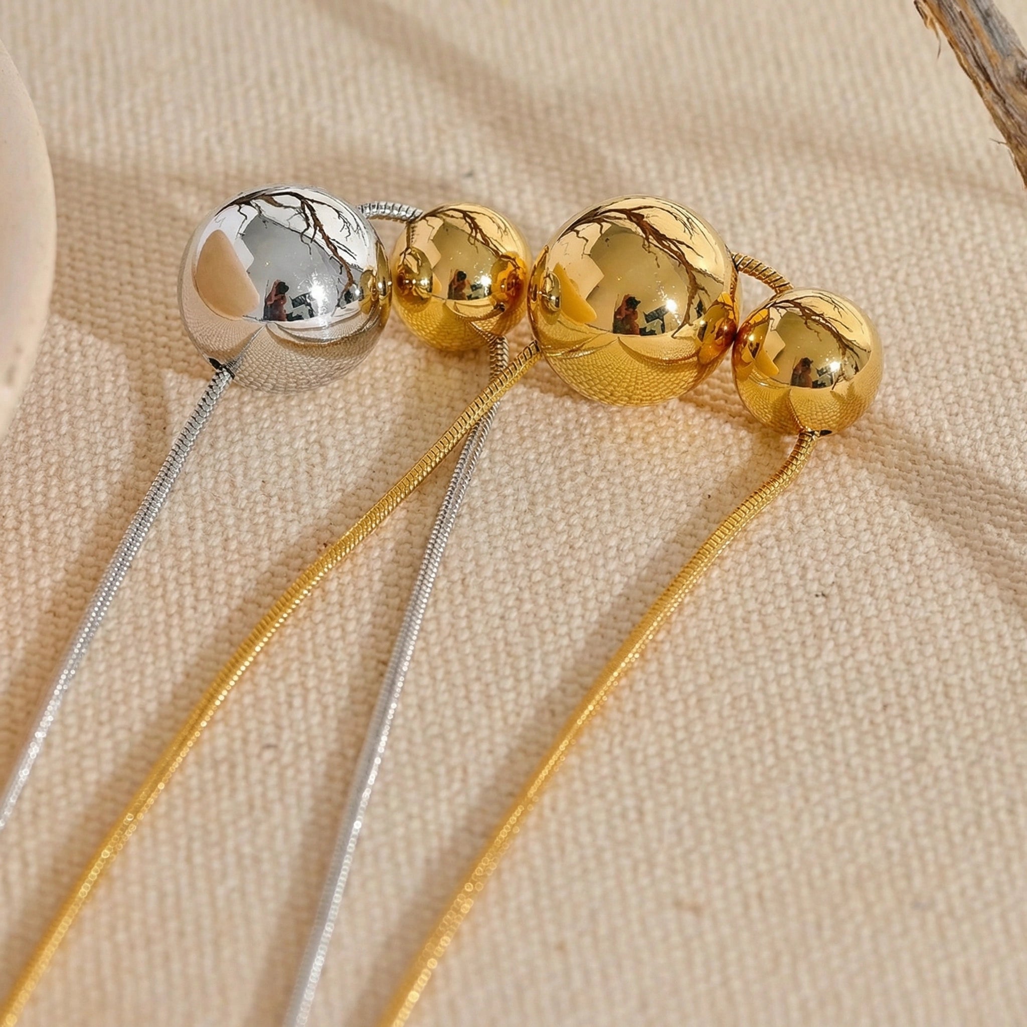 Double Sphere Pendant Necklace