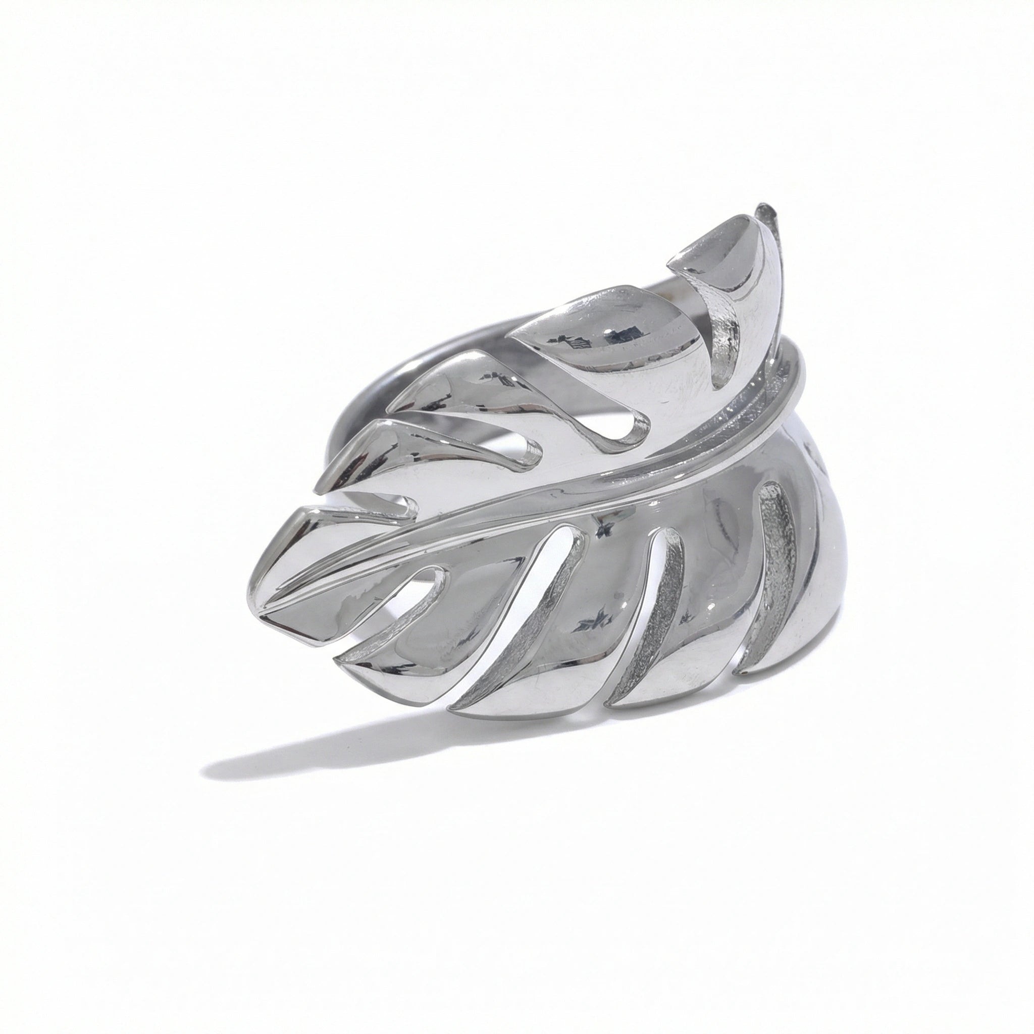Metal Leaf Open Ring