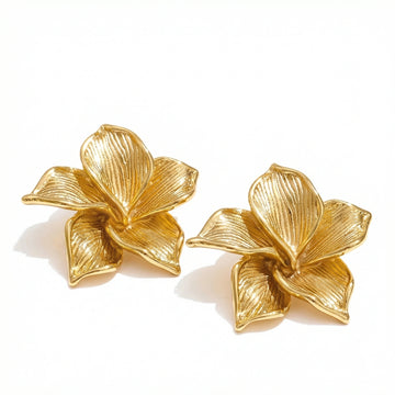 Statement Flower Stainless Steel Stud Earrings
