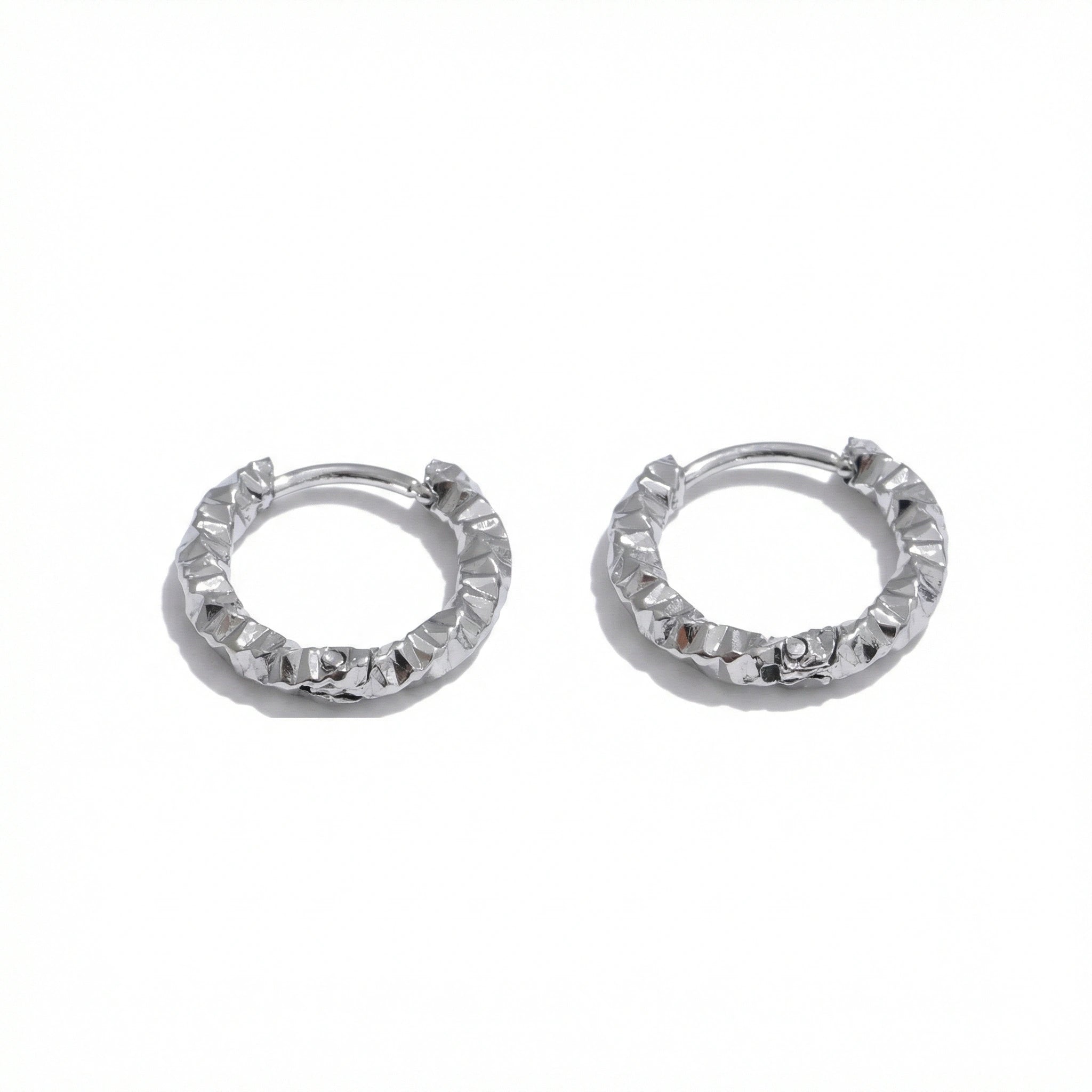 Textured Stainless Steel Hoop Earrings