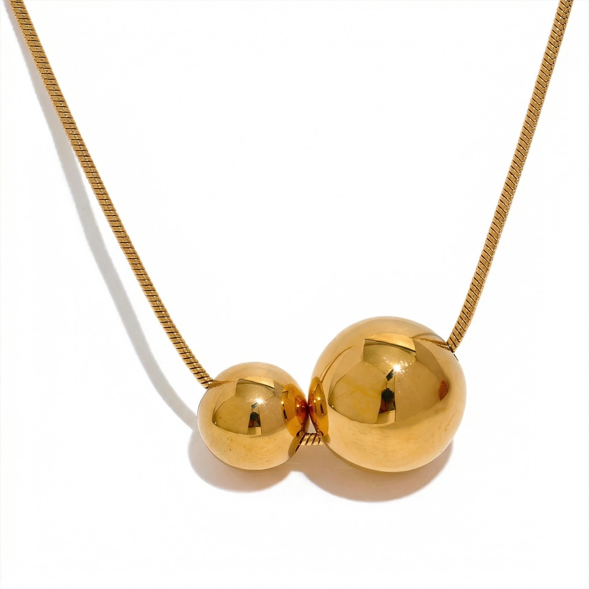Double Sphere Pendant Necklace