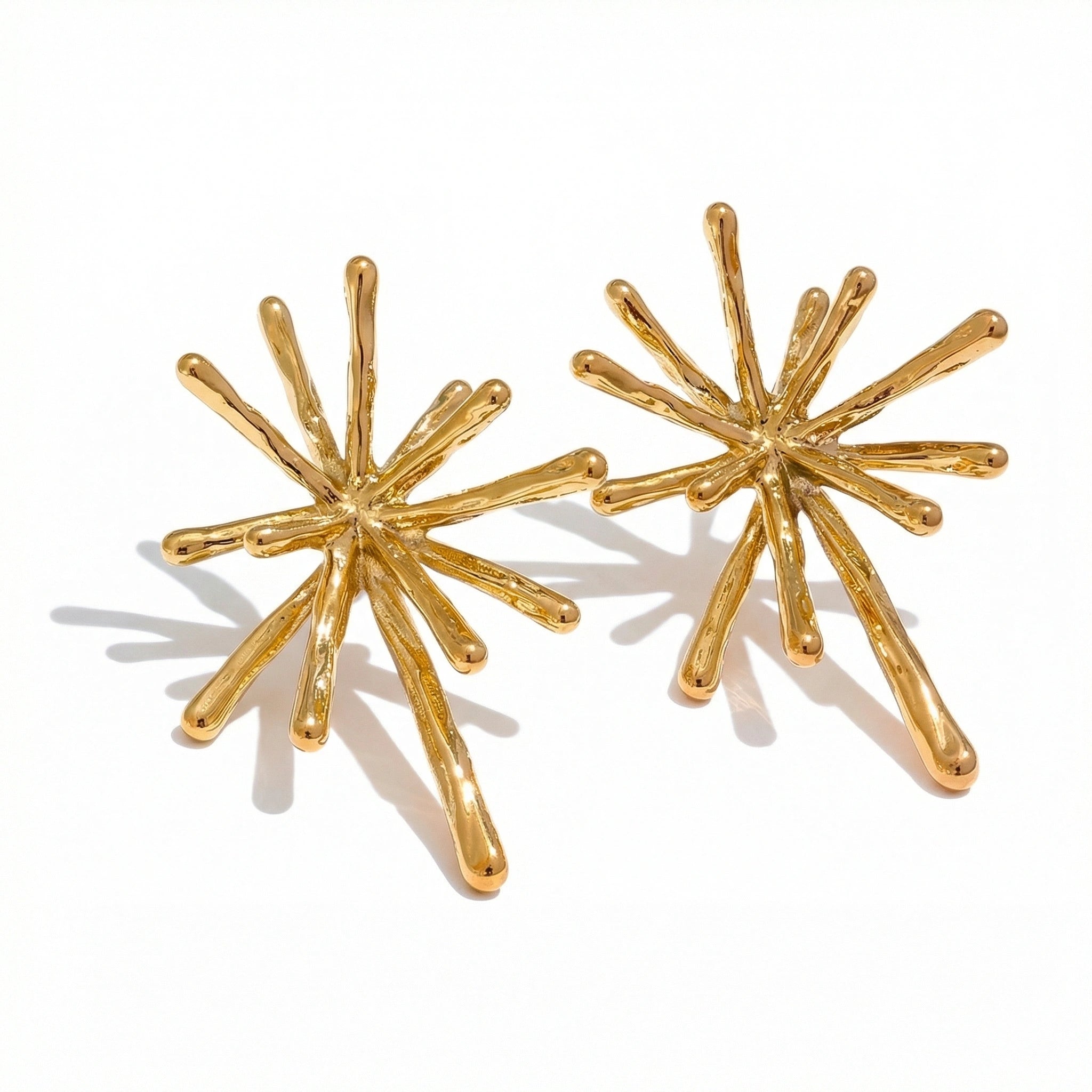 Firework Cast Stainless Steel Stud Earrings
