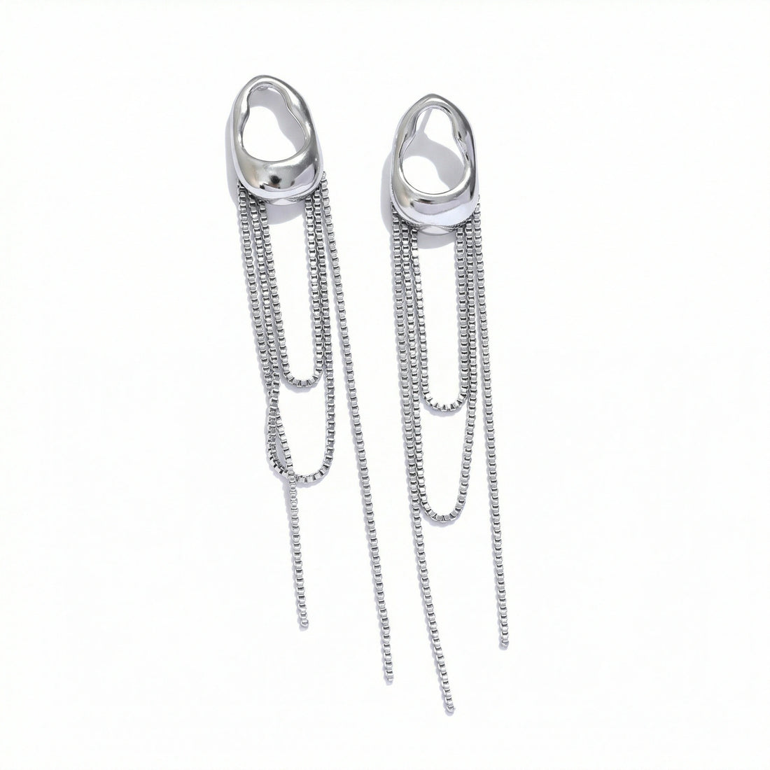 Geometric Tassel Chain Earrings