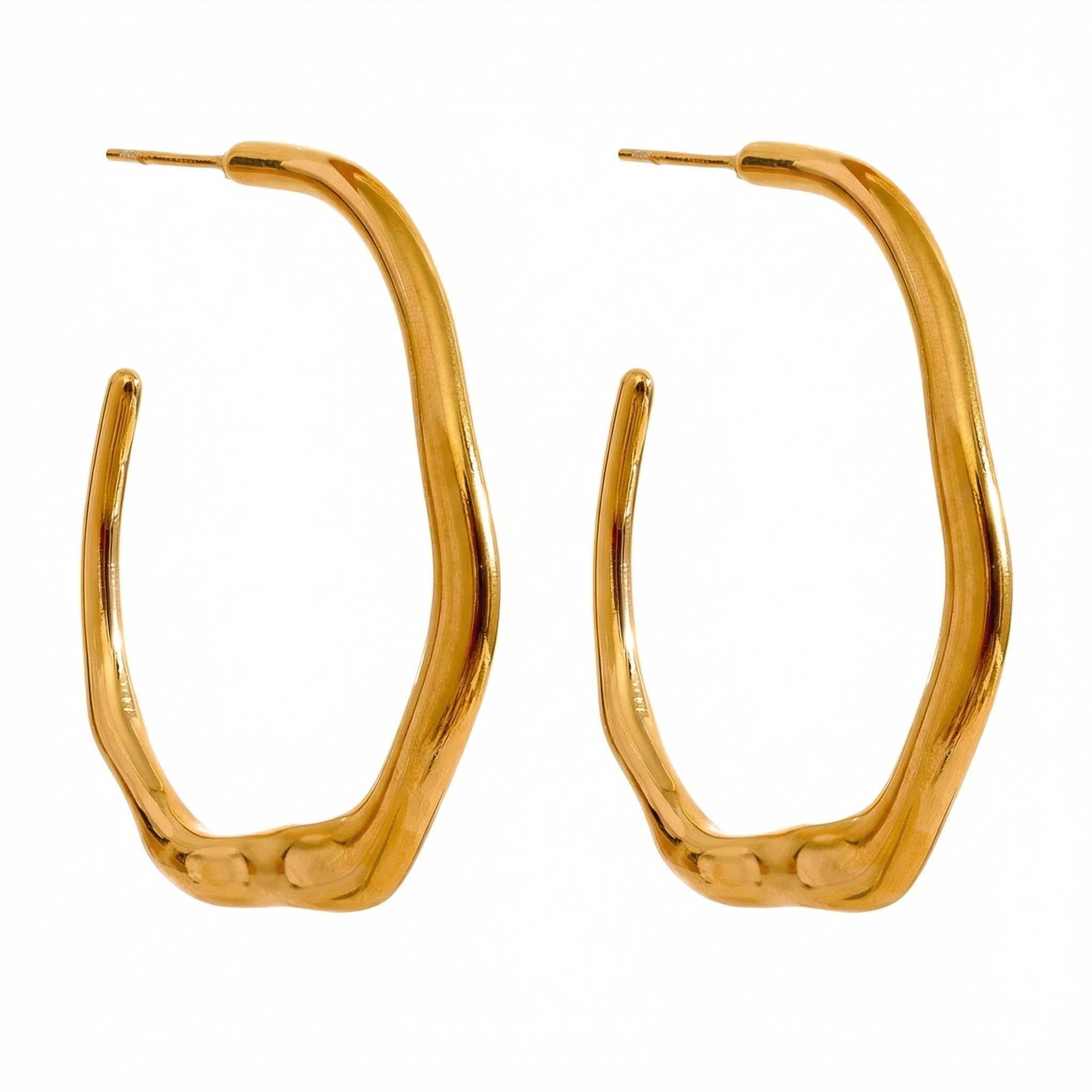 Geometric Oval Stainless Steel Hoop Earrings