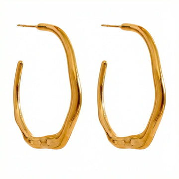 Geometric Oval Stainless Steel Hoop Earrings