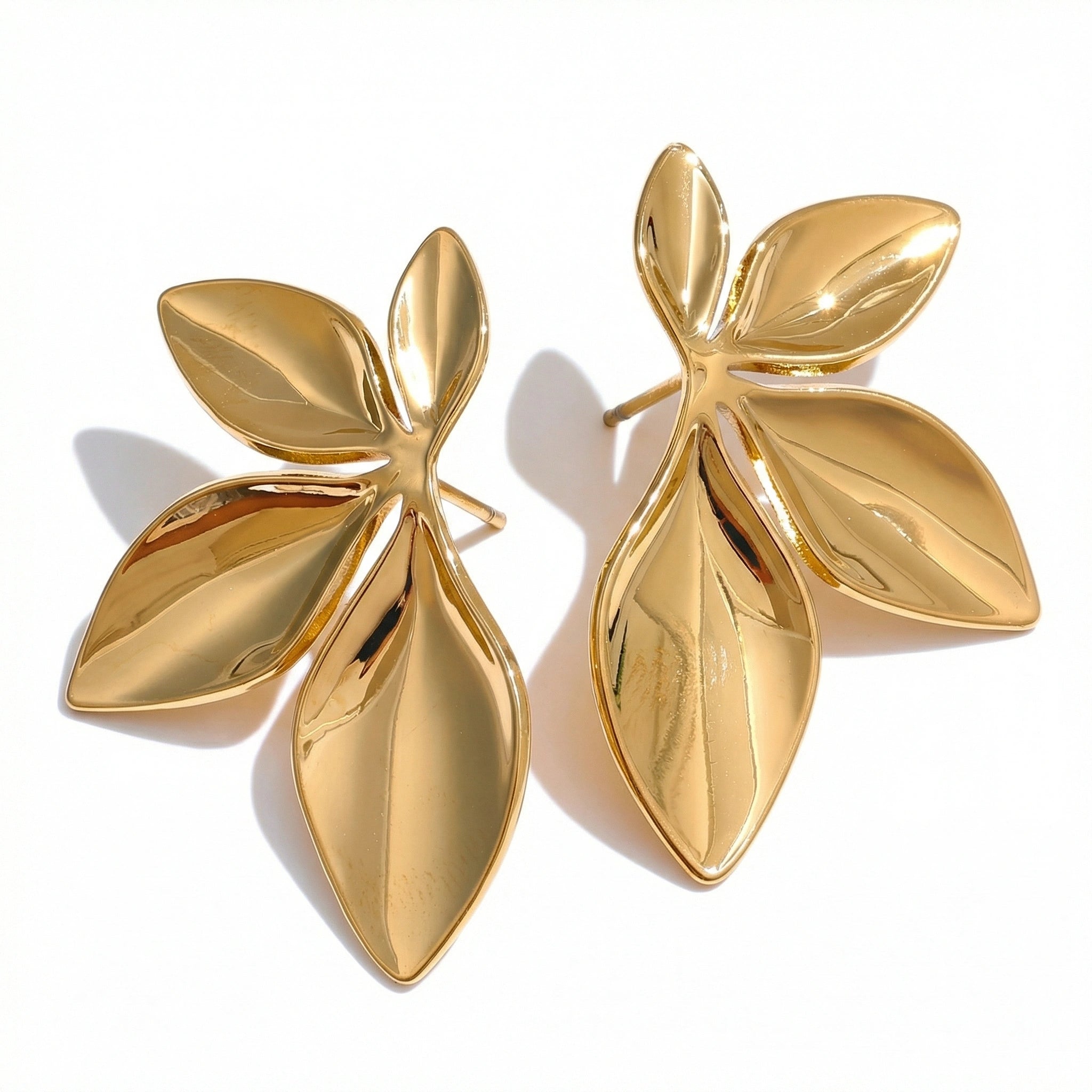 Leaf Flower Stud Earrings