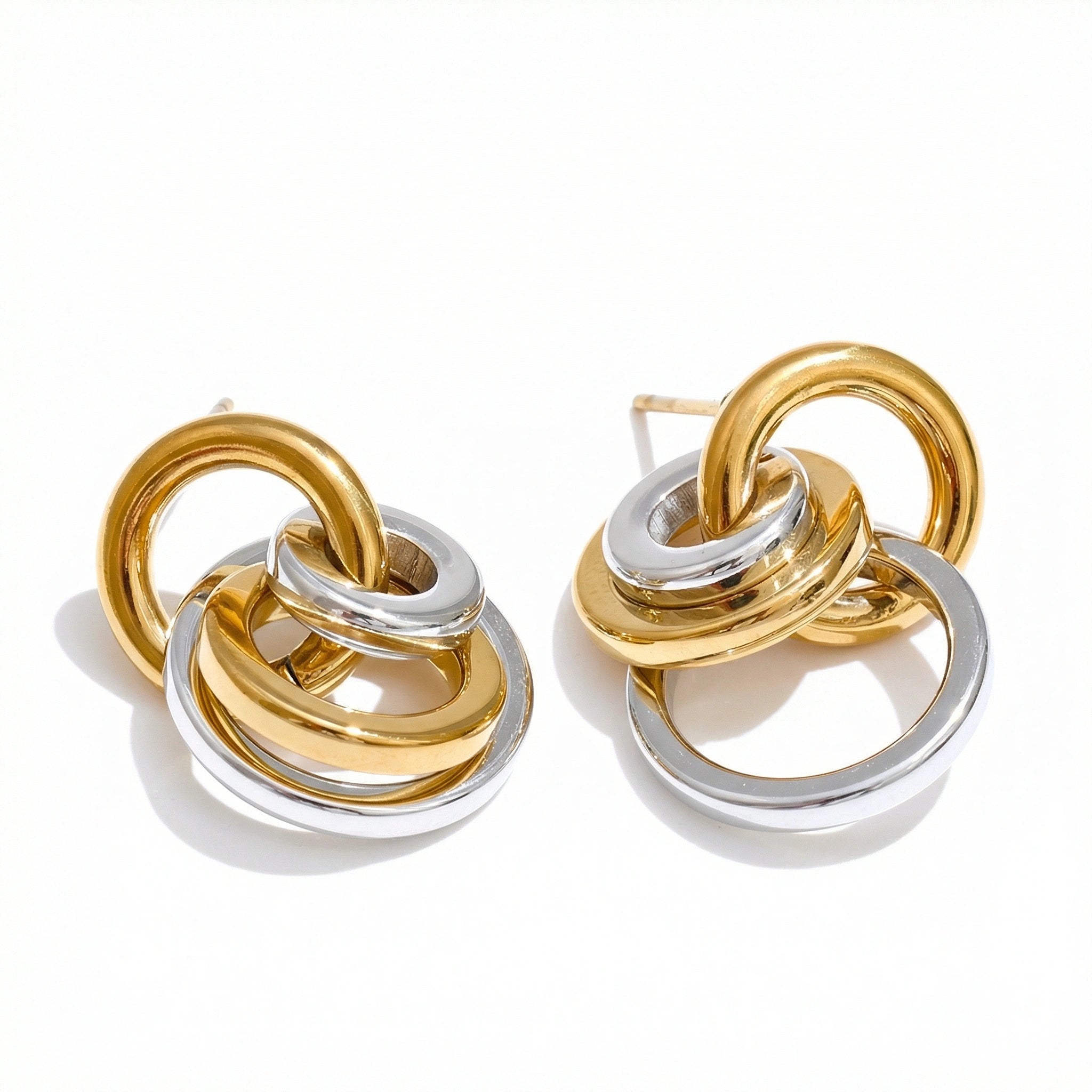 Multi Circle Stainless Steel Drop Earrings