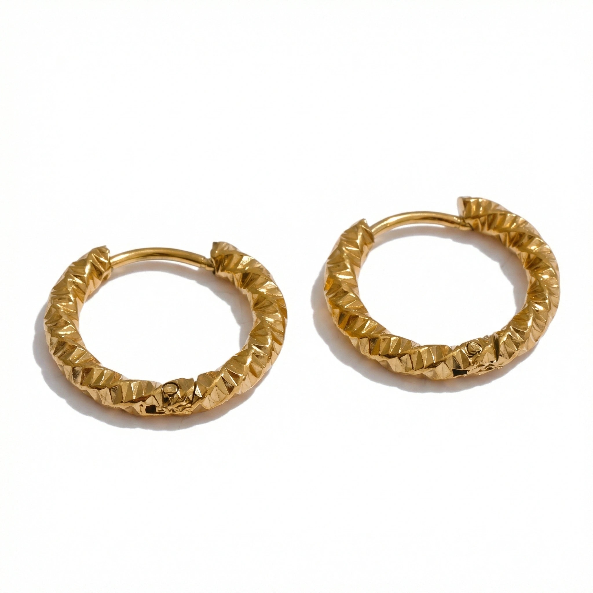 Textured Stainless Steel Hoop Earrings