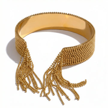 Chain Tassel Statement Cuff Bracelet
