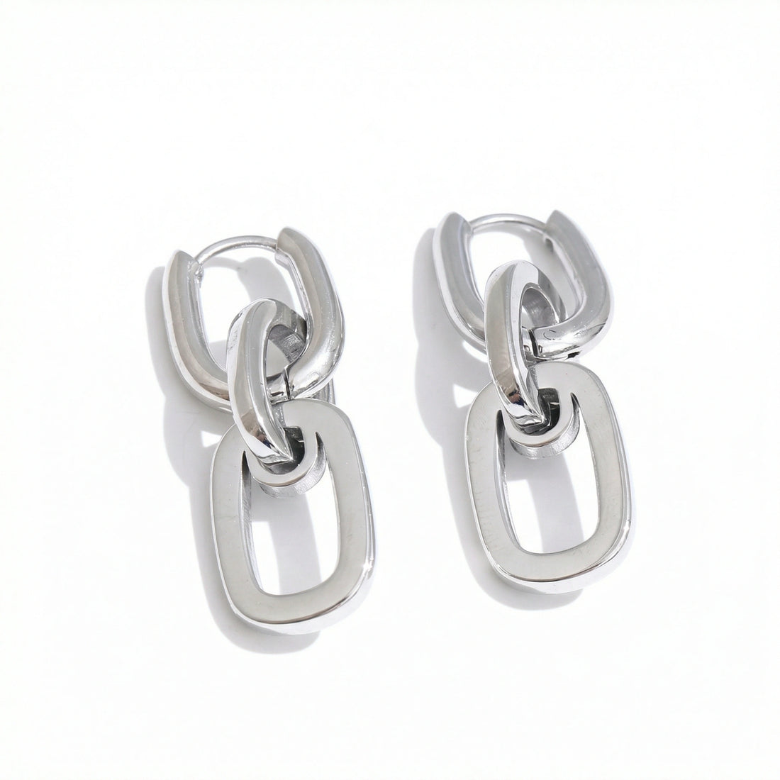 Rectangle Link Drop Stainless Steel Earrings