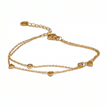 Double Layer Heart Chain Bracelet