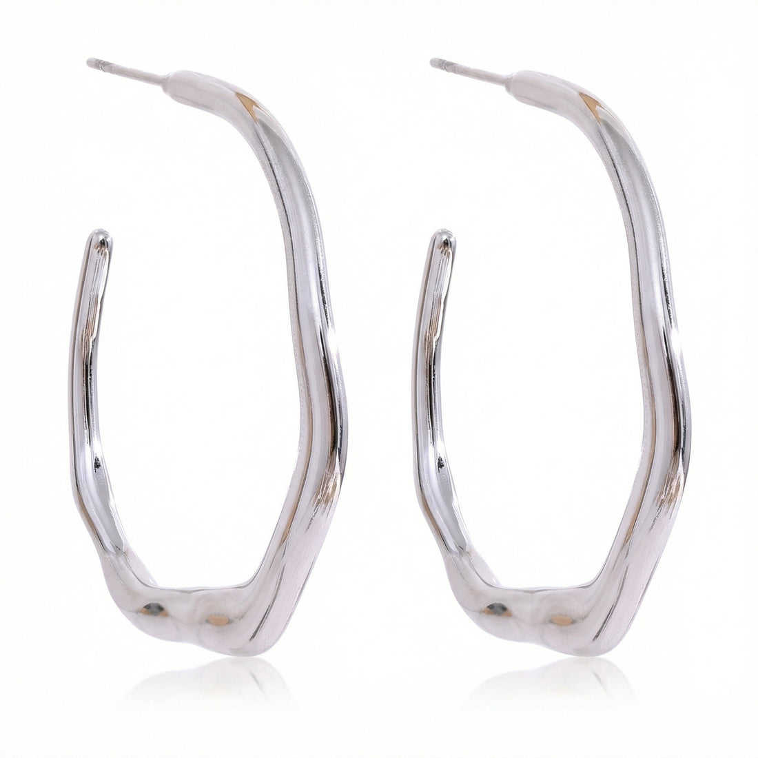 Geometric Oval Stainless Steel Hoop Earrings