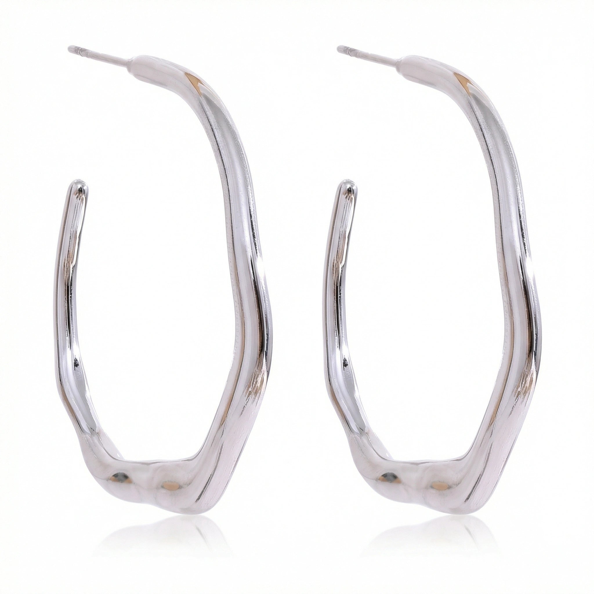 Geometric Oval Stainless Steel Hoop Earrings