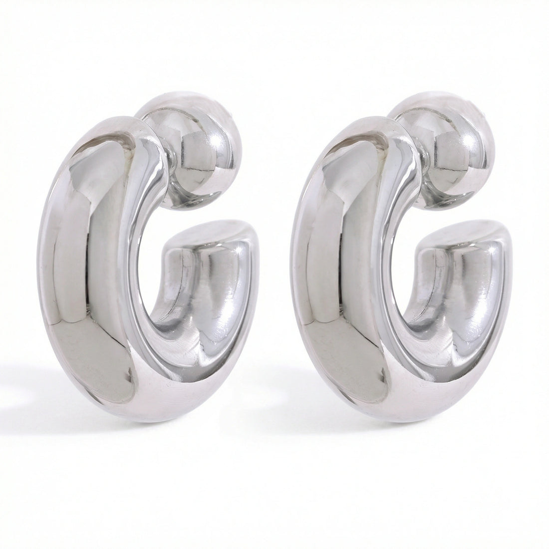 Chunky C Shape Stainless Steel Earrings